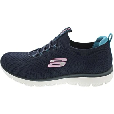Abbildung von Skechers Summits Top Player Damen Sneaker, Navy Knit Teal Pink Trim, 35 EU