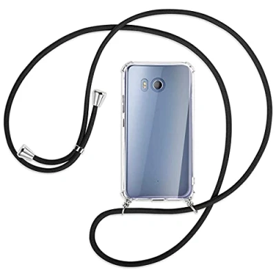 Abbildung von mtb more energy® Handykette kompatibel mit HTC U11 (5.5&#039;&#039;) schwarz Smartphone Hülle zum Umhängen Anti Shock Full TPU Case