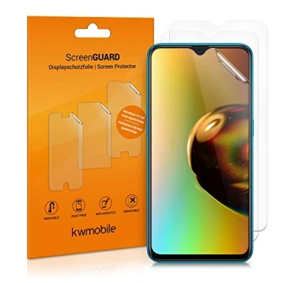 Abbildung von kwmobile 3X Displayschutzfolie kompatibel mit Samsung Galaxy A12 Folie klare Schutzfolien Set in transparent