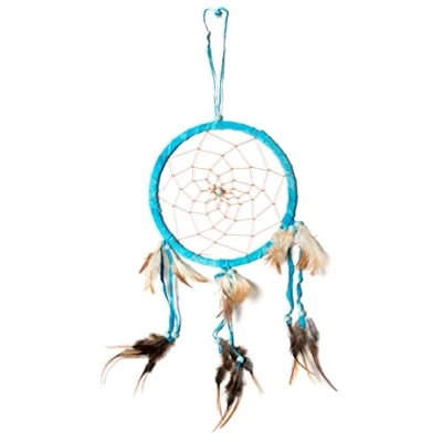 Abbildung von Großer 45cm x 16cm Dreamcatcher Traumfänger Türkis Leder Gute Träume