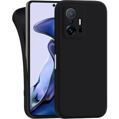 Abbildung von MyGadget Hülle für Xiaomi 11t Pro robuste Silikon Schutzhülle TPU Case Slim Silikonhülle Back Cover Kratzfest Handyhülle Matt Schwarz