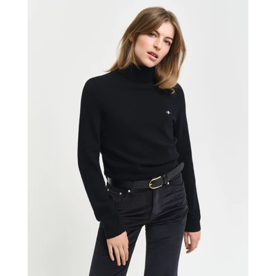 Abbildung von GANT Extrafine Rollneck Strickpullover, Damen, Größe: XL, Black