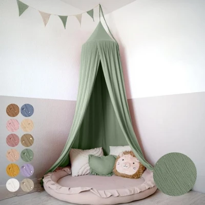 Abbildung von lilimaus Betthimmel Hochwertiger Baldachin Kinderzimmer, Gold Applikation, Stilvoller für Baby und Kinderzimmer