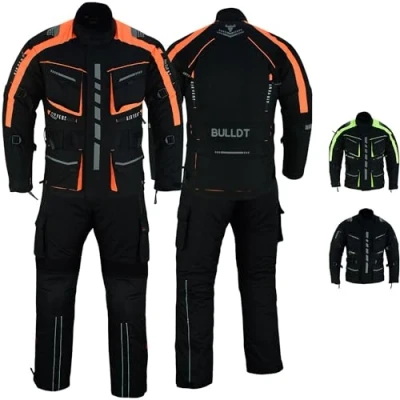Abbildung von BULLDT Herren Motorradkombi Textilien motorradjacke + Motorradhose inkl. Protektoren, 50/M, Neon Orange