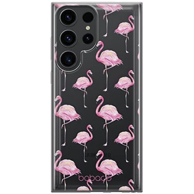 Abbildung von Babaco ERT Group Handyhülle für Samsung S23 Ultra Original und offiziell Lizenziertes Muster Flamingo 005 optimal an die Form des Handy angepasst, teilweise transparent