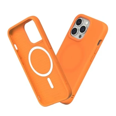 Abbildung von RhinoShield Hülle kompatibel mit [iPhone 13 Pro Max] SolidSuit MagSafe Stoßdämpfende &amp; schlanke Schutzhülle Premium Finish 3.5 Meter Fallschutz Neon Orange