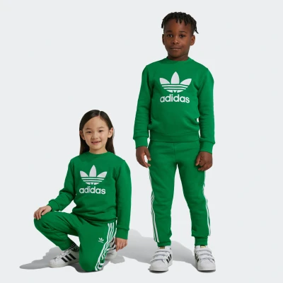 Abbildung von adidas Originals Trefoil CREW KIDS Unisex SET Trainingsanzug für Kinder, Größe: 122, Green