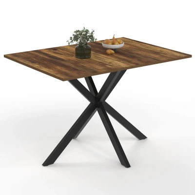 Abbildung von Esstisch Rechteckige Tischplatte aus dunklem Holz 110 cm Schwarzer Spinnenfuß 6 Personen IDMarket