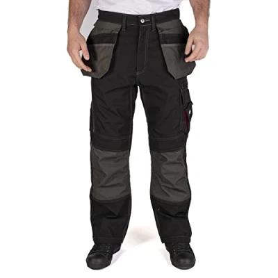 Abbildung von Lee Cooper LCPNT224 Herren Cargohose, kontrastierende Multi und Holstertasche, Kniepolster, Arbeitssicherheit, schwarz/grau, Größe 106 cm, normale Beinlänge 79 cm