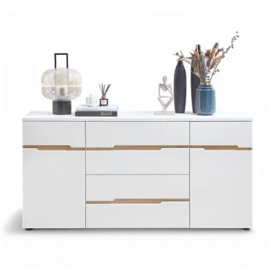 Abbildung von Sideboard mit 4 Schubladen weiß Artisan Eiche 165 cm MEMPHIS