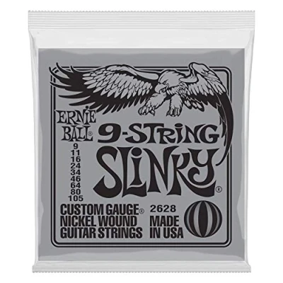 Abbildung von Ernie Ball P02628 Slinky 9 Saiter Nickel Wound E Gitarrensaiten, Stärke 105