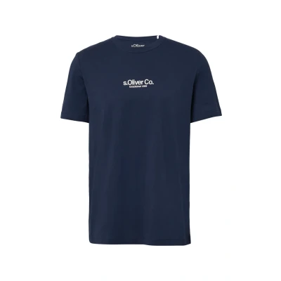 Abbildung von T Shirt aus Baumwolle mit Logo Print tiefblau L