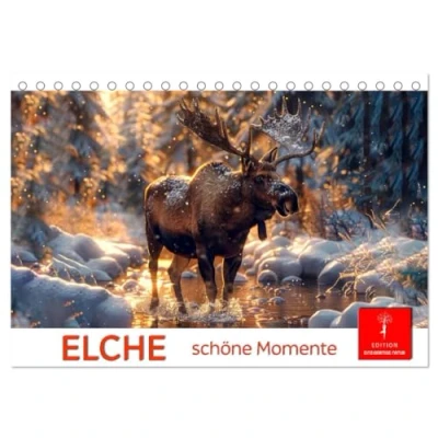 Abbildung von Elche schöne Momente (Tischkalender 2025 DIN A5 quer), CALVENDO Monatskalender
