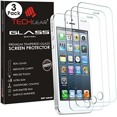 Abbildung von TECHGEAR [3 Stück] Schutzfolie kompatibel mit iPhone 5s / 5c 5 SE 1. Generation Glas Displayschutzfolie Anti Kratzer Schutzabdeckung