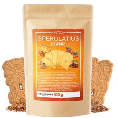 Abbildung von He Ju Spekulatiusgewürz 100g, köstliche Spekulatius Gewürzmischung, ideal für Weihnachtsgebäck und Desserts, vegan glutenfrei ohne Zuckerzusatz