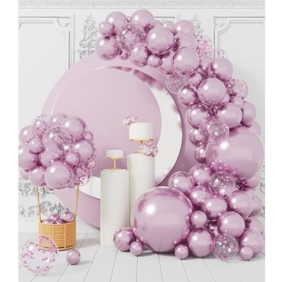 Abbildung von AULE Luftballon Girlande Lila: 100 Stück Lavendel Ballons Set Hell Violett Glänzend Chrom Latex Luftballons für Geburtstag Party Hochzeit Babyparty Deko