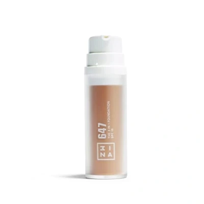 Abbildung von 3INA MAKEUP The 3 in 1 Foundation 647 Mittleres Gold mit Unterton Gelb Grundierung Concealer &amp; SPF15 Vitamin C Vegan Cruelty Free