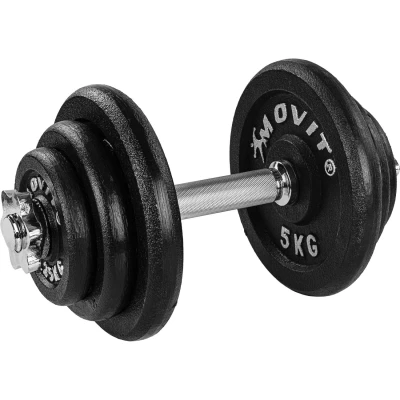 Abbildung von MOVIT® Kurzhantel PRO Set, Gusseisen Hantel, 1x 20kg, Stange 30mm Standardnorm, Griff gerändelt, Sternverschlüsse, Hantel Set Kurzhantelset Gewichte