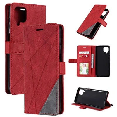 Abbildung von QiongniAN Hülle für Samsung Galaxy A22 4G Leder,Hülle SM A225F/DS / A225M/DSN A225M/N A225F A225M Klapphülle Handytasche Case Red
