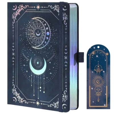 Abbildung von TIEFOSSI Bullet Dot Journal, 160 bis 190 nummerierte Seiten, Tagebuch für Arbeit und Skizzieren, A5 Hardcover Lederjournal zum Schreiben Frauen Männer