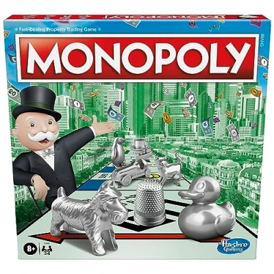 Abbildung von Monopoly Game, Family Board Game for 2 to 6 Players, Kids Ages 8 and Up, Includes Fan Vote Community Chest Cards, Package May Vary