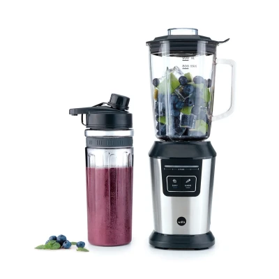 Abbildung von Wilfa Standmixer ACTIVLIFE I Smoothiemaker BPA frei 6 Klingen Edelstahlmesser 0,8l Mixbehälter 800 Watt inkl. 2GO Flasche (silber schwarz)