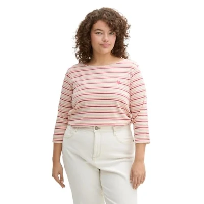 Abbildung von TOM Tailor PLUS SIZE MIT Streifenmuster Langarmshirt, Damen, Größe: 44, Multicolor regular stripe