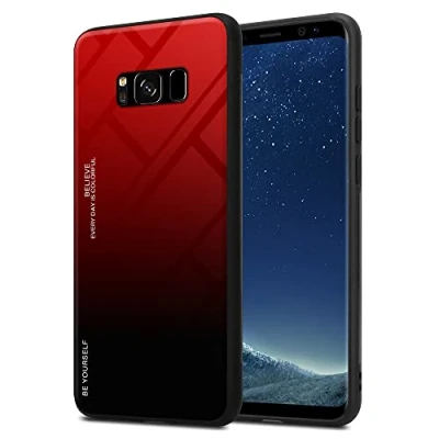 Abbildung von Cadorabo Hülle kompatibel mit Samsung Galaxy S8 Schutzhülle TPU Silikon Case Glas Slim Kratzfest Weiche Gummi Rundumschutz für in Schwarz