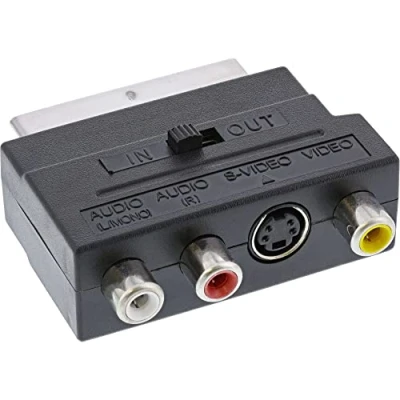 Abbildung von InLine 89953 Scart Adapter, (in/out) an 3x Cinch Buchse und 1x S VHS