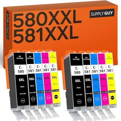 Abbildung von Supply Guy 580XXL 581XXL Druckerpatronen kompatibel mit Canon PGI 580 CLI 581 für Pixma TS705 TS705a TS6350 TS6350a TS6351a TS6300 TR8550 TS9550 TS6150 TS6250 TR8500 Multipack 10 Patronen XXL