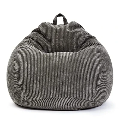 Abbildung von Green Bean© Square XL Indoor Bezug aus Kord 90 x 110 cm ohne Füllung Sitzsackhülle, Sitzsackbezug Cord kuschelig, weich, robust waschbar, mit Innensack Grau