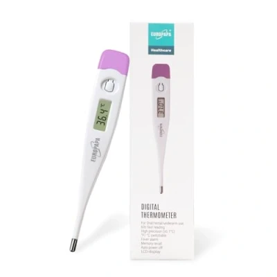 Abbildung von EUROPAPA digitales Fieberthermometer für Babys, Kinder und Erwachsene, Thermometer oral, axillar oder rektal, wasserdicht mit Fieberalarm (Lila)