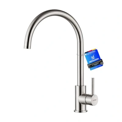 Abbildung von GRIFEMA Wasserhahn Küche, Küchenarmatur mit Einhebelmische, Hochdruck Spültischarmatur Mischbatterie Hoher Bogen (271mm) &amp; 360Drehung , Wassersäulenmodus, Edelstahl, Grau, Energieklasse A+
