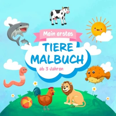 Abbildung von Malbuch ab 3 Jahren: Liebevoll gestaltetes für Kinder Jahren Erstes Ausmalbuch mit großen Motiven zum Ausmalen Förderung der Kreativität und Motorik TIere