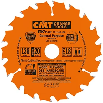 Abbildung von CMT ORANGE TOOLS 271.136.18H KREISSÄGEBLATT (ULTRA ITK) 160X1.5X20 Z=18
