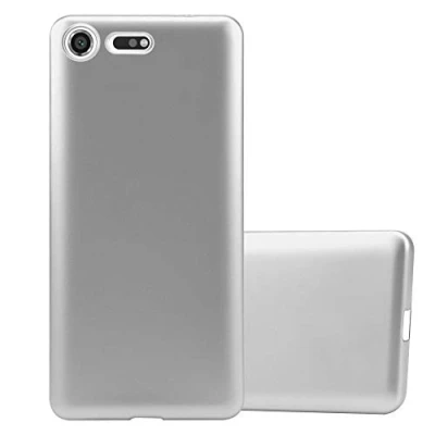 Abbildung von Cadorabo Hülle kompatibel mit Sony Xperia XZ Premium Schutzhülle TPU Silikon Case Metallic Design Slim Kratzfest Weiche Gummi Rundumschutz für in Silber