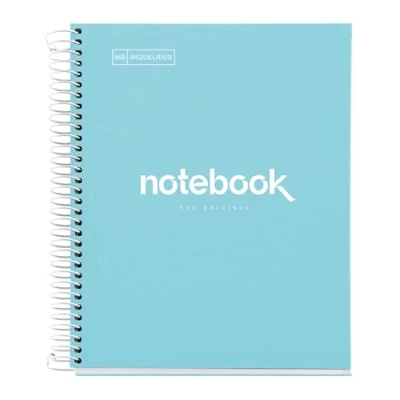 Abbildung von Miquelrius Notizbuch A5 Notebook Emotions, 120 Blatt 90 g/m², Raster 5 x mm, Farbige Streifen, Mikroperforierte Spirale, Extra fester Einband, 2 Löcher, Farbe Himmelblau
