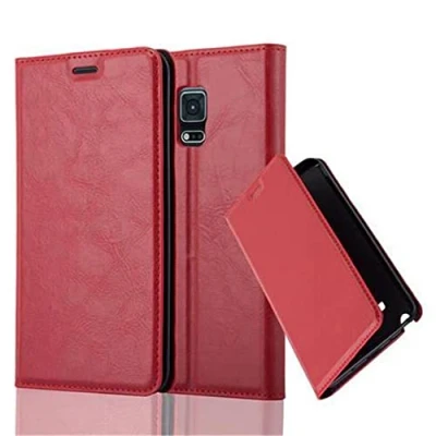 Abbildung von Cadorabo Hülle kompatibel mit Samsung Galaxy Note Edge aus Premium Kunst Leder Flip Klappbare Stoßfeste Magnetische [Standfunktion] [Kartenfächern] Cover für Tasche in Rot