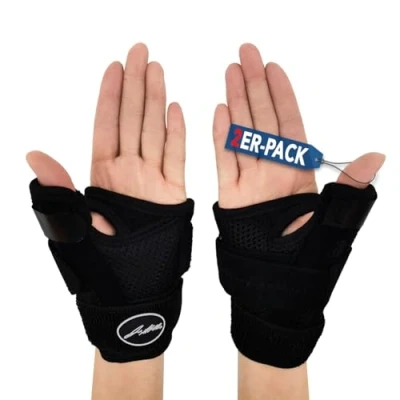 Abbildung von Dr. Arthritis Von Ärzten Entworfen Handgelenk Bandage Daumenbandage Links/Rechts Handgelenkstütze mit Daumenschiene Stabilisierende Handgelenkbandage Daumenortthese, 1 Paar, Schwarz