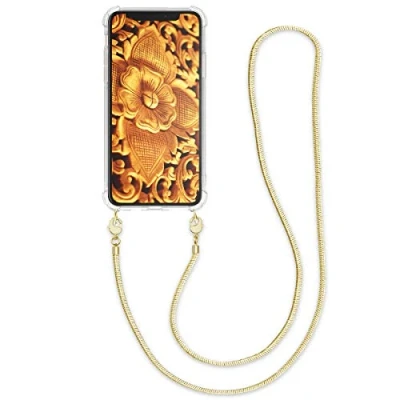 Abbildung von kwmobile Schutzhülle kompatibel mit Apple iPhone 11 Pro Max Hülle Handykette Silikon Handyhülle Cover Case Gold Transparent