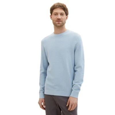 Abbildung von TOM Tailor MIT Struktur Strickpullover, Herren, Größe: Medium, Foggy blue