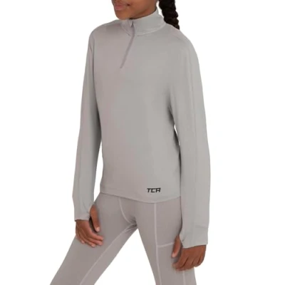 Abbildung von TCA Mädchen Fusion Quickdry Leichtes Laufshirt mit Reißverschlusstasche Grau, 10 12 Jahre