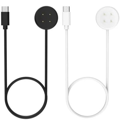 Abbildung von MoKo 2 Stück Ladegerät Kompatibel mit Google Pixel Watch 3/Pixel Smartwatch, Magnetisches Ladestation 1M USB C Ladekabel Kabel für Fitbit Ace LTE/Versa 4/3/Sense 2/Sense, Schwarz &amp; Weiß