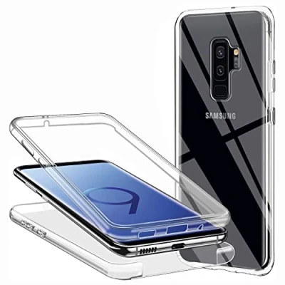 Abbildung von ZYIMOU Hülle für Samsung Galaxy S9 Plus Handyhülle 360 Grad, Transparent Full Schutz Kratzfest Dünn Durchsichtige Case Silikon Schutzhülle, Hart PC Zurück + Weich TPU Vorderseite