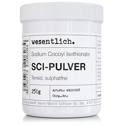 Abbildung von SCI Sodium Cocoyl Isethionate 250g mildes Tensid in praktischer Schraubdeckeldose von wesentlich.