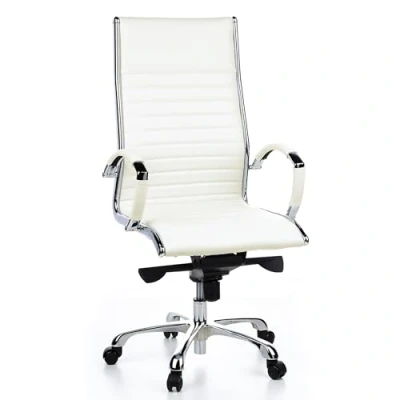 Abbildung von hjh OFFICE 660510 Profi Chefsessel Parma 20 Leder Weiß Bürostuhl Drehstuhl, hohe Rückenlehne ergonomisch