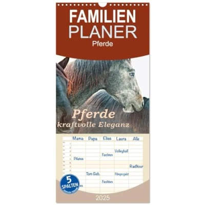 Abbildung von Familienplaner 2025 Pferde kraftvolle Eleganz mit 5 Spalten (Wandkalender, 21 cm x 45 cm), CALVENDO