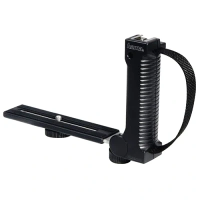 Abbildung von Hama Klappbare Blitzschiene für Foto /Videokameras Mit Stativgewinde, Handgriff und schlaufe, 34 mm x 190 mm, Schwarz