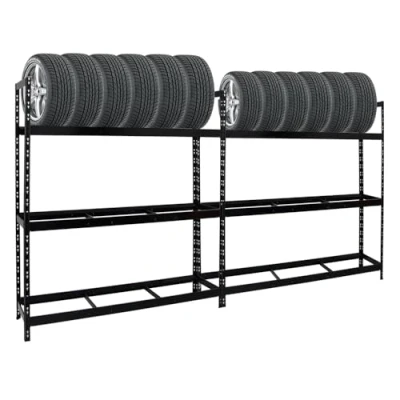 Abbildung von PROREGAL Mega Deal 2X Reifenregal Tiger XL HxBxT 200x180x45 cm 300kg Fachlast bis zu 42 Reifen Schwarz