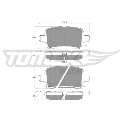 Abbildung von TOMEX brakes TX 17 88 Bremsbelagsatz Hinterachse mit akustischer Verschleißwarnung OPEL: Astra K Schrägheck, Sports Tourer